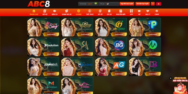 Khám phá sảnh Casino abc8