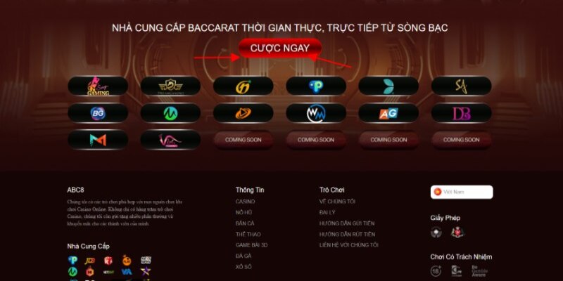 Cách tham gia ván game tại Casino nhà cái abc8