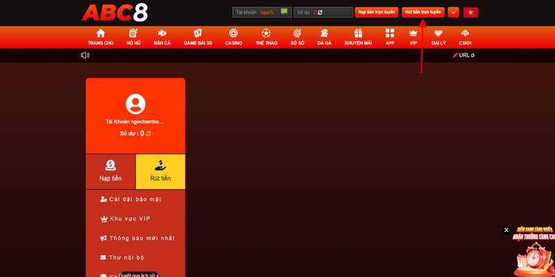 Điều kiện rút tiền abc8 dành cho người chơi
